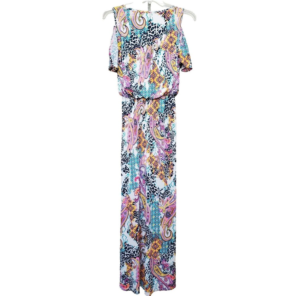 S-Twelve Cold Shoulder Blouson Maxi Dress Size Medium